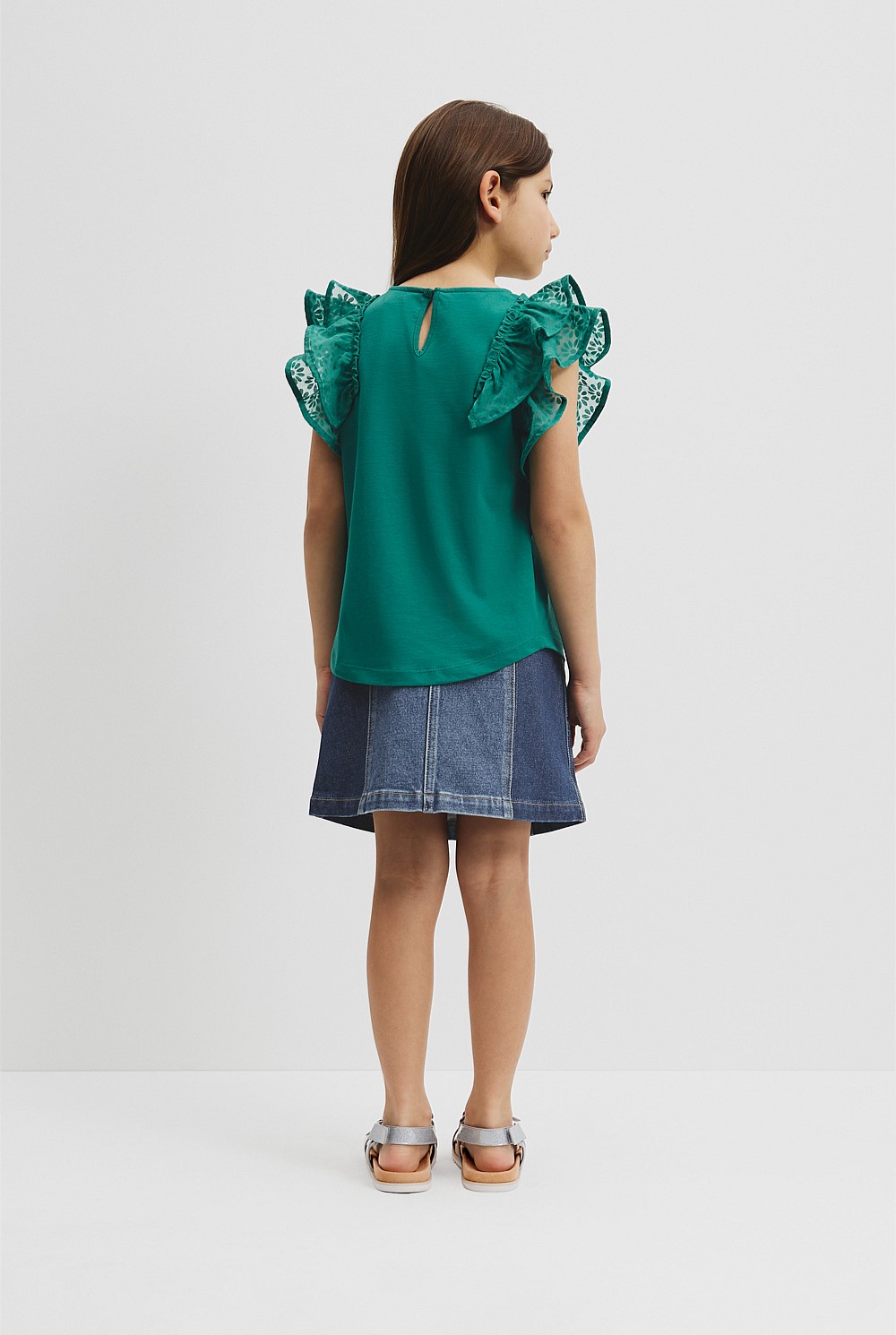 Organically Grown Cotton Frill Sleeve T-Shirt