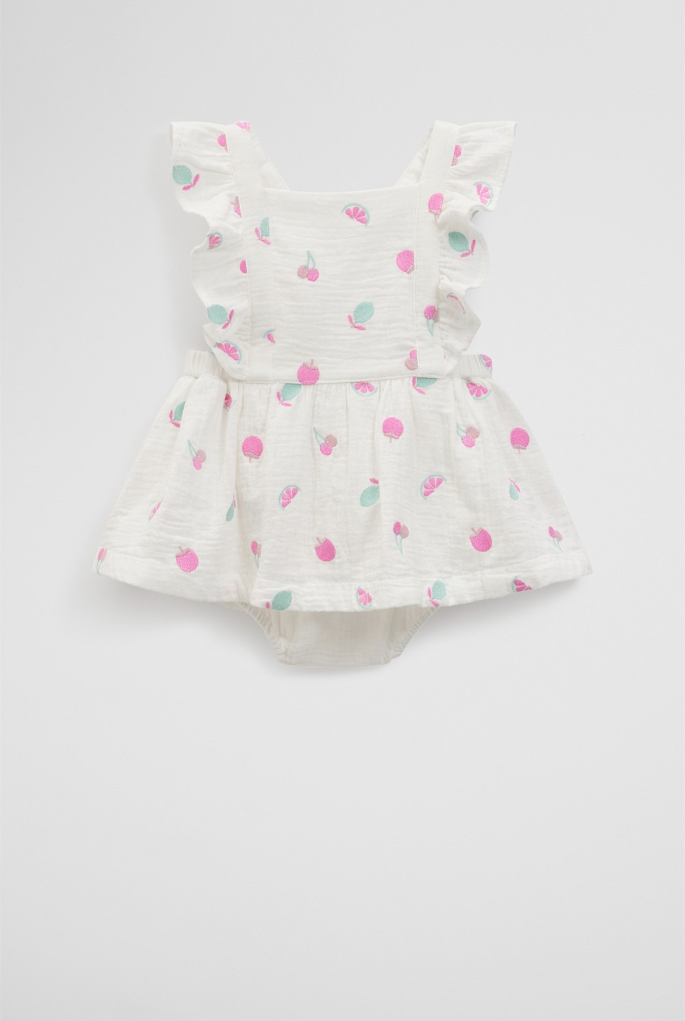 Organically Grown Cotton Fruit Frill Romper