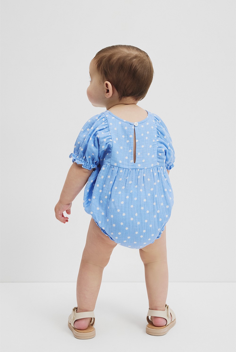 Organically Grown Cotton Short Sleeve Gathered Romper