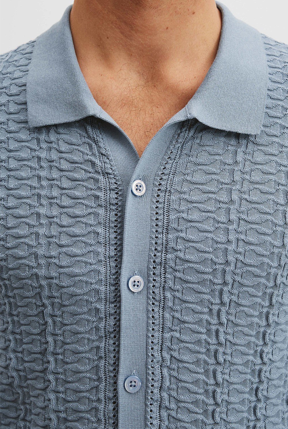 Cotton Silk Textured Knit Shirt