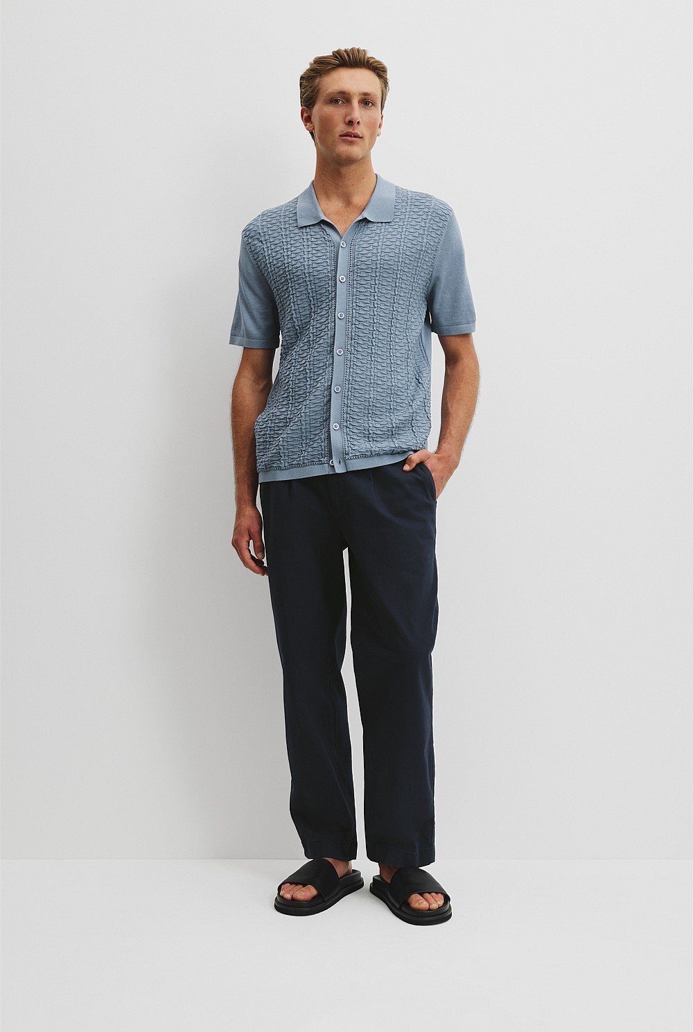 Cotton Silk Textured Knit Shirt