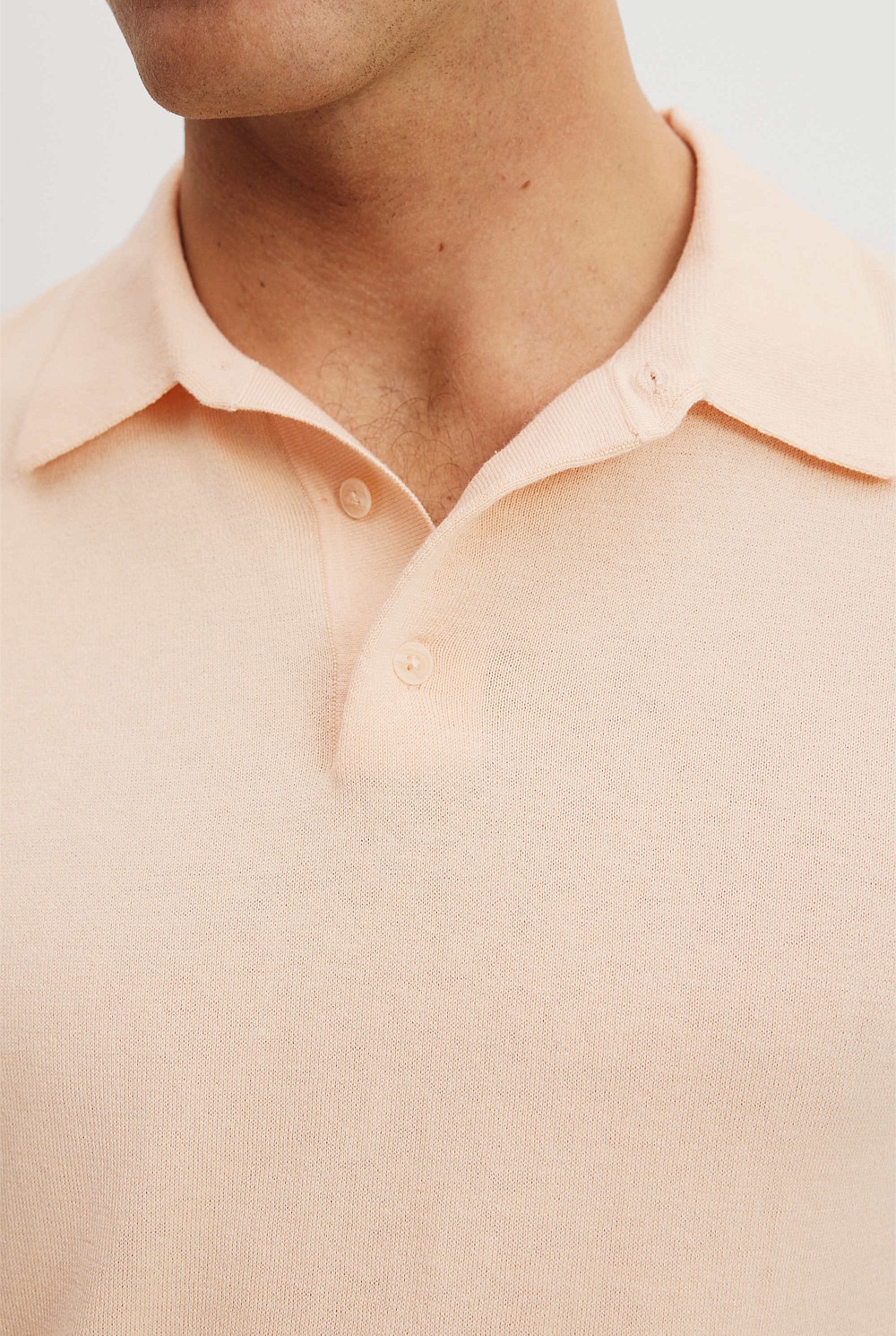 Cotton Silk Button Knit Polo