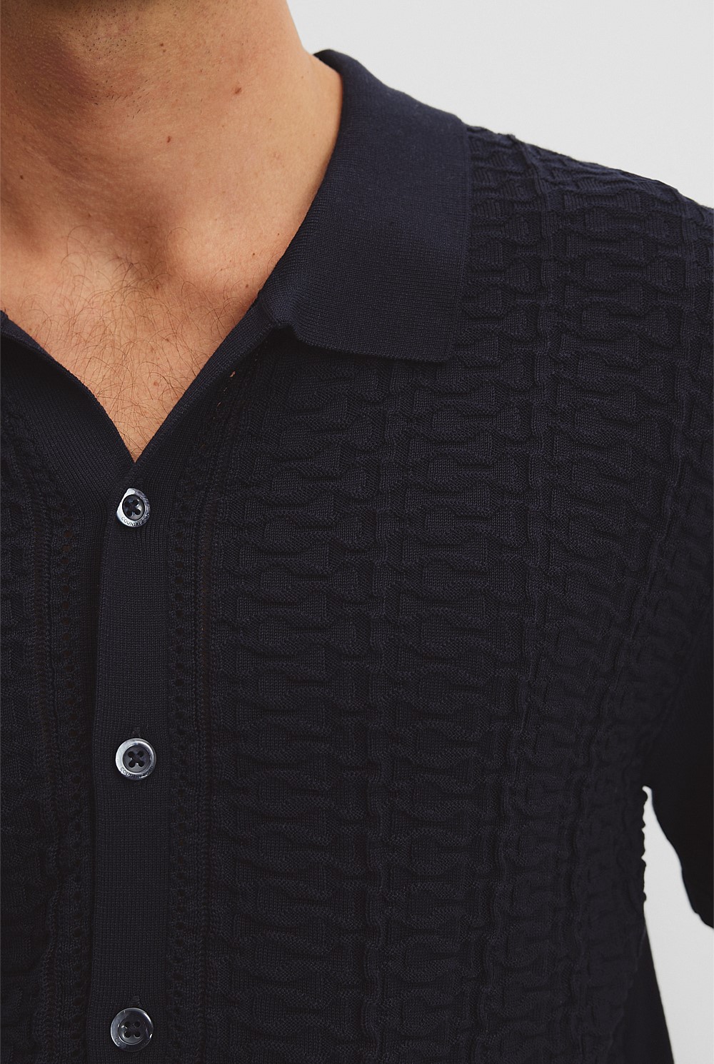 Cotton Silk Textured Knit Shirt