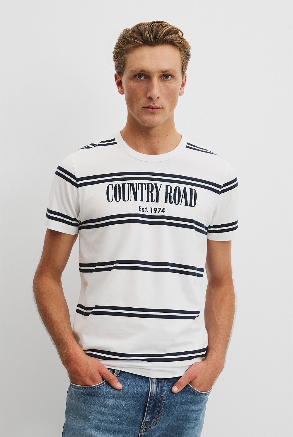 Australian Cotton Heritage Logo Stripe T-Shirt