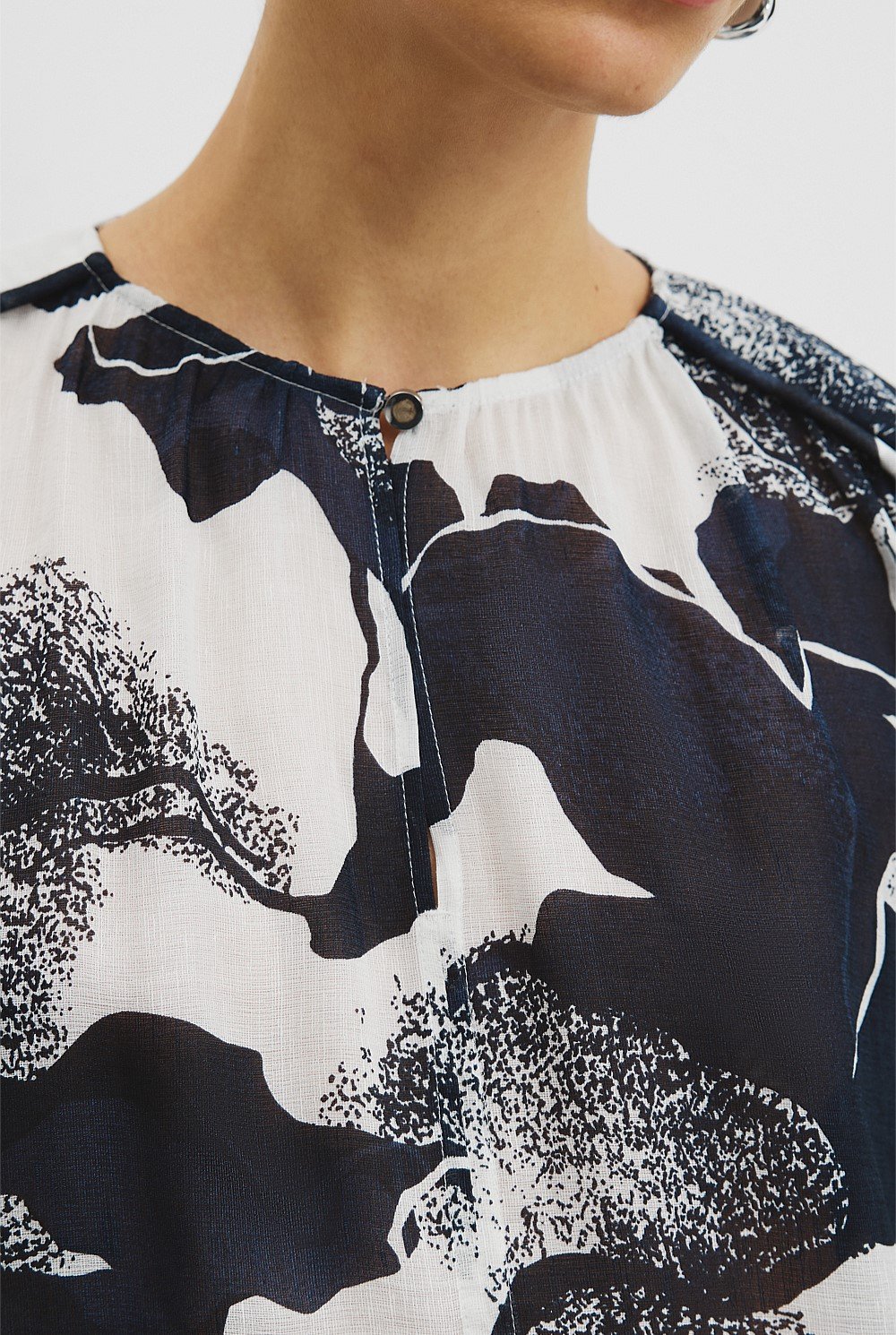 Print Panel Detail Blouse