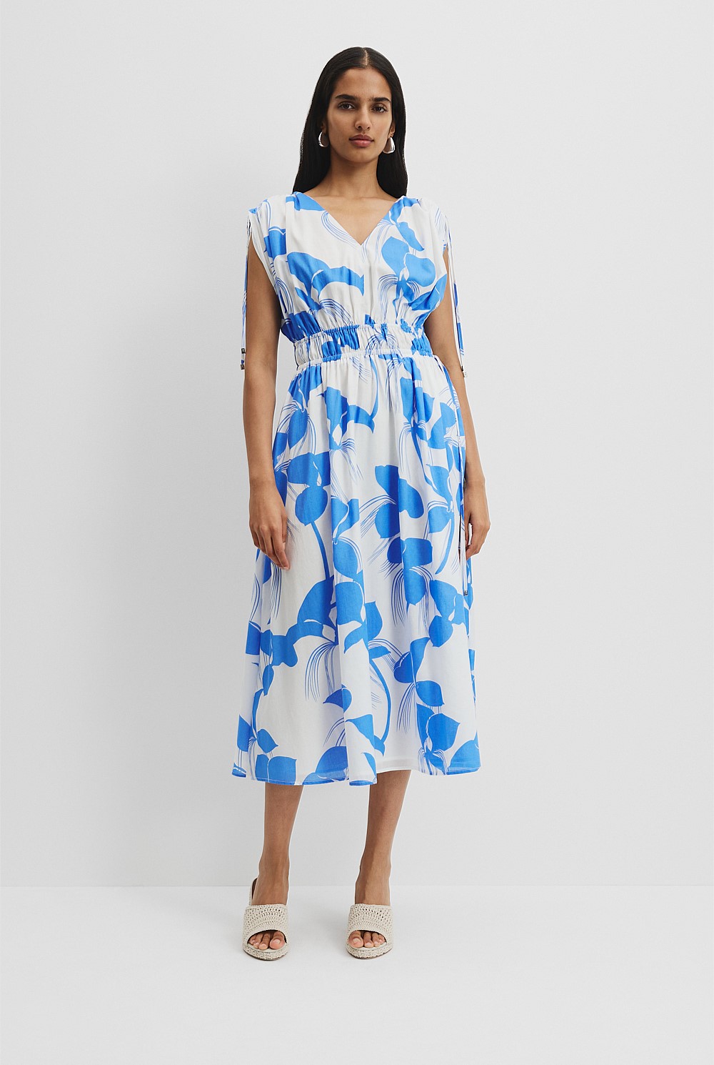 Print Waisted Midi Dress