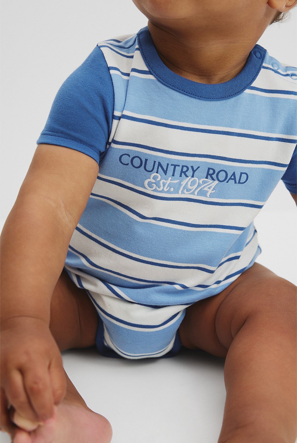 Organically Grown Cotton Country Road 74 Stripe Bodysuit