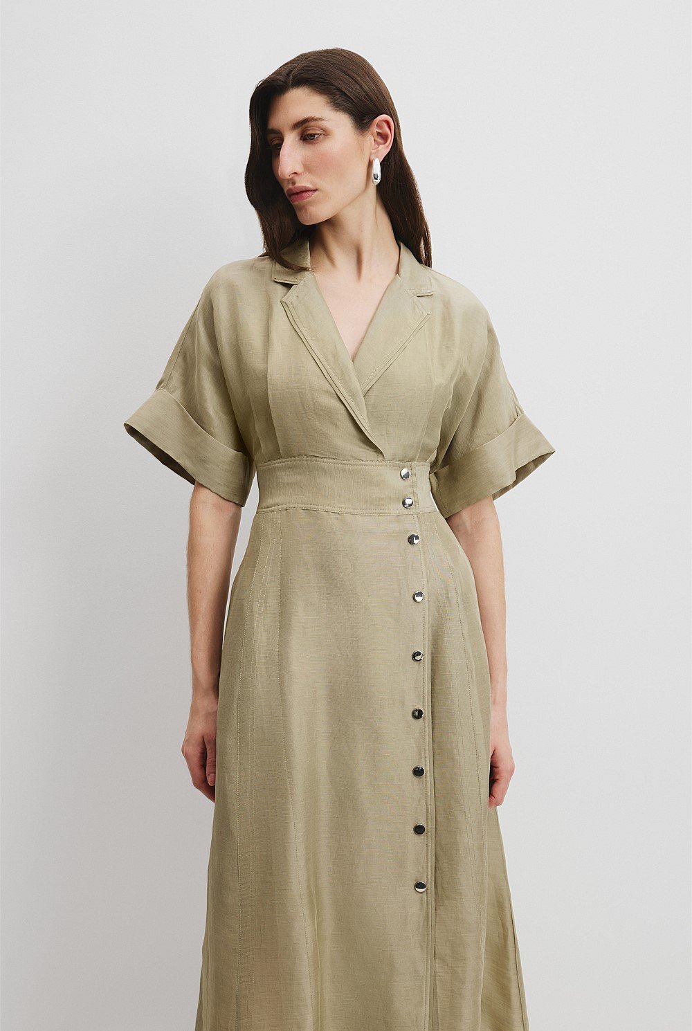 Wrap Front Midi Dress