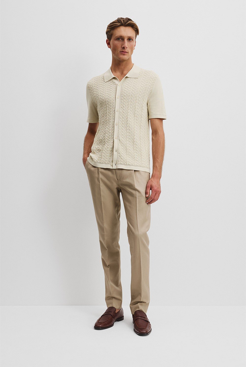 Cotton Silk Textured Knit Shirt