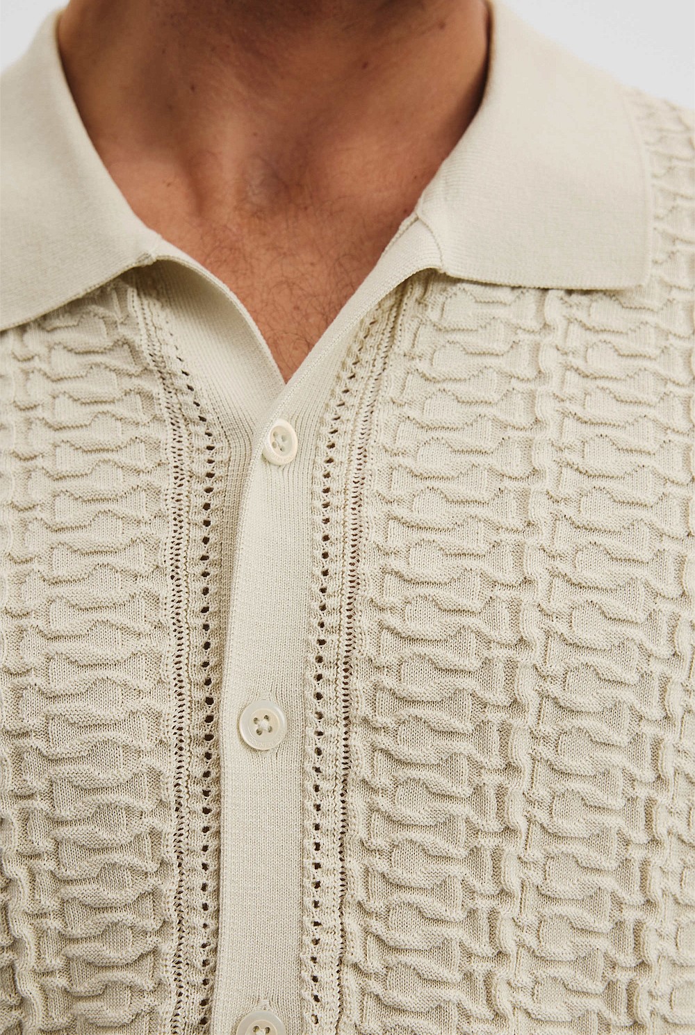 Cotton Silk Textured Knit Shirt