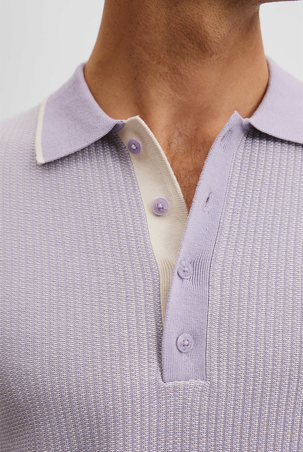 Cotton Silk Textured Knit Polo