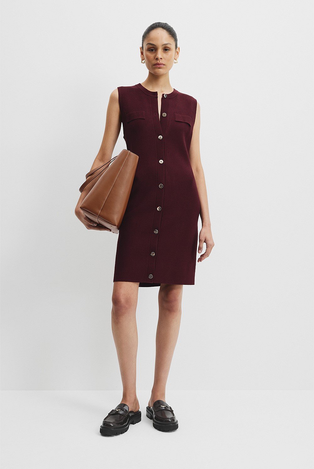 Button Detail Knit Dress