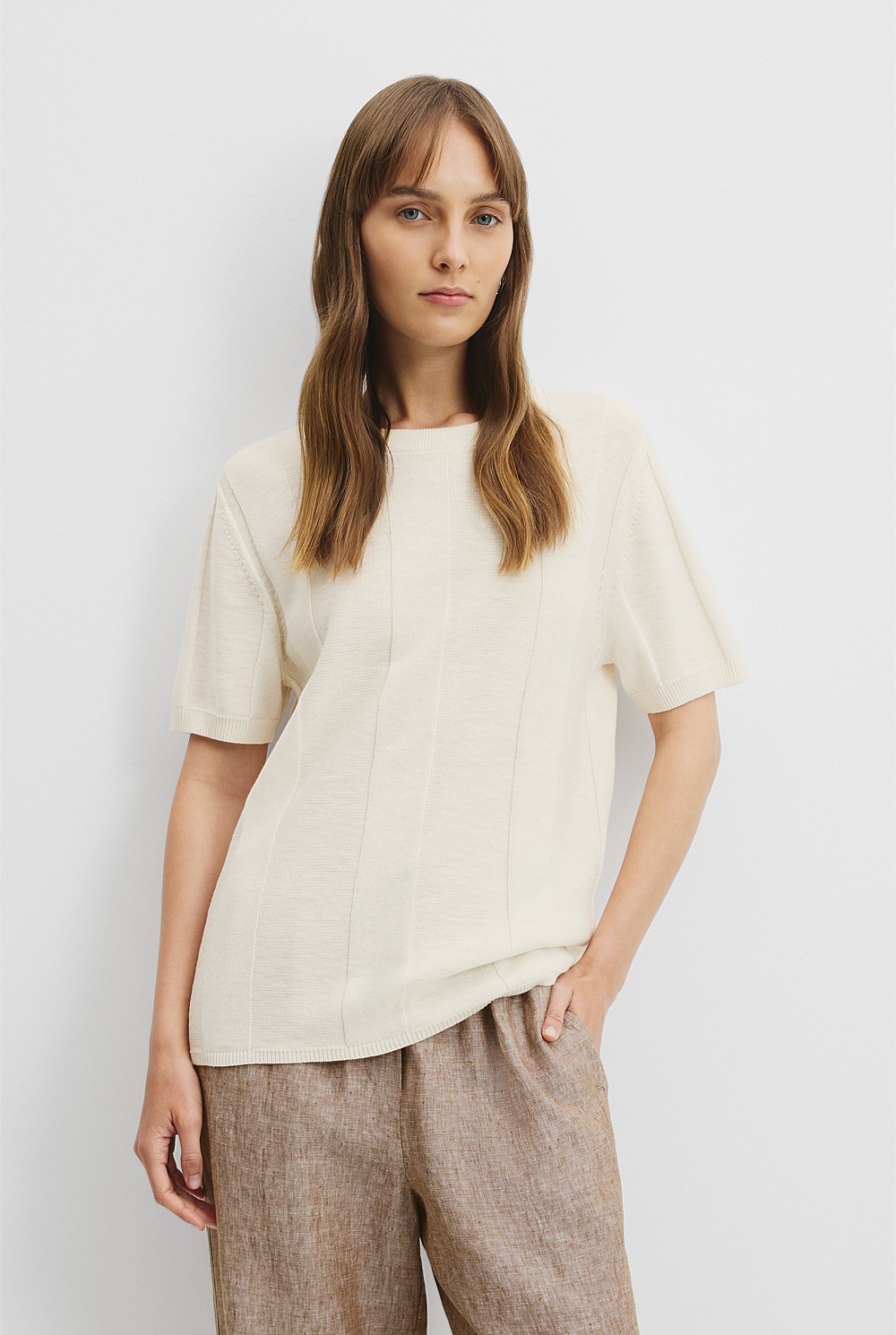 Organically Grown Cotton Linen Knit T-Shirt