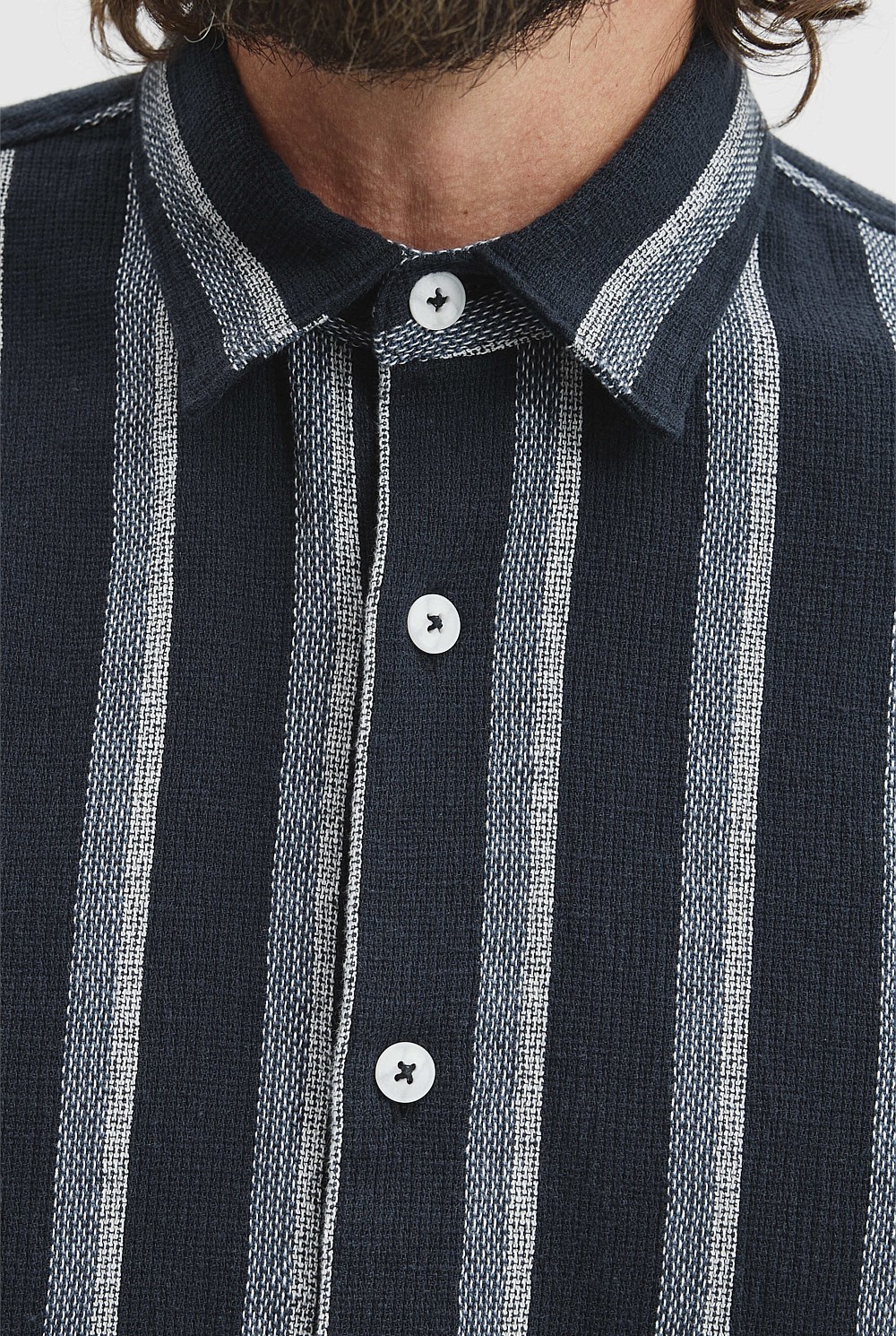 Short Sleeve Stripe Textured Shirt