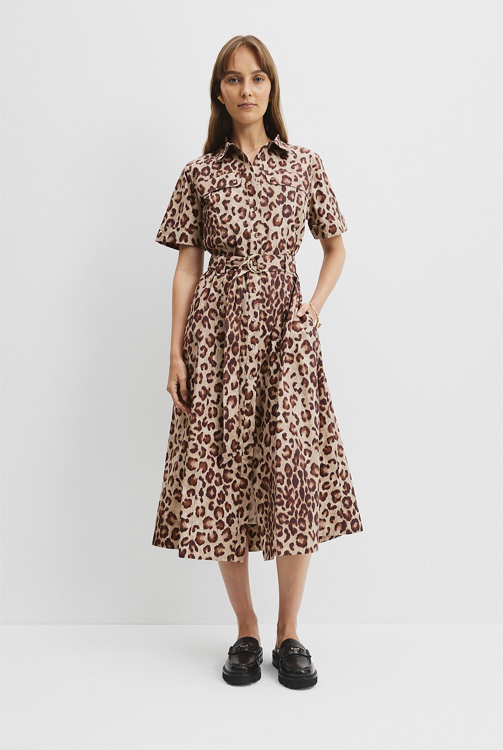 Print Flared Midi Dress