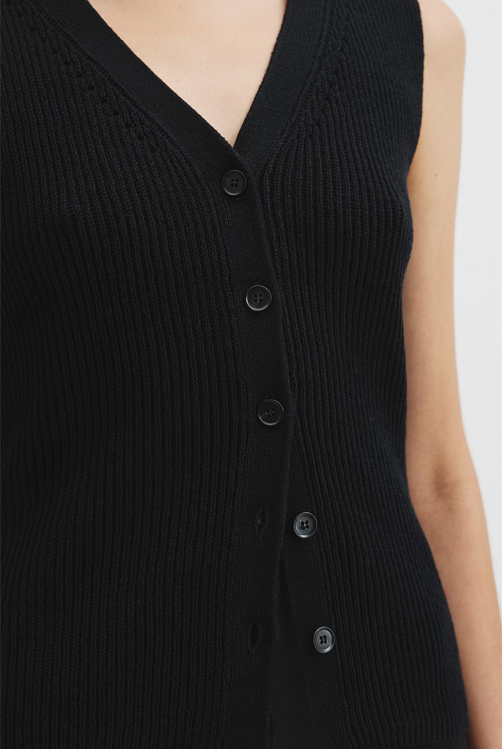 Organically Grown Cotton Linen Textured Knit Vest