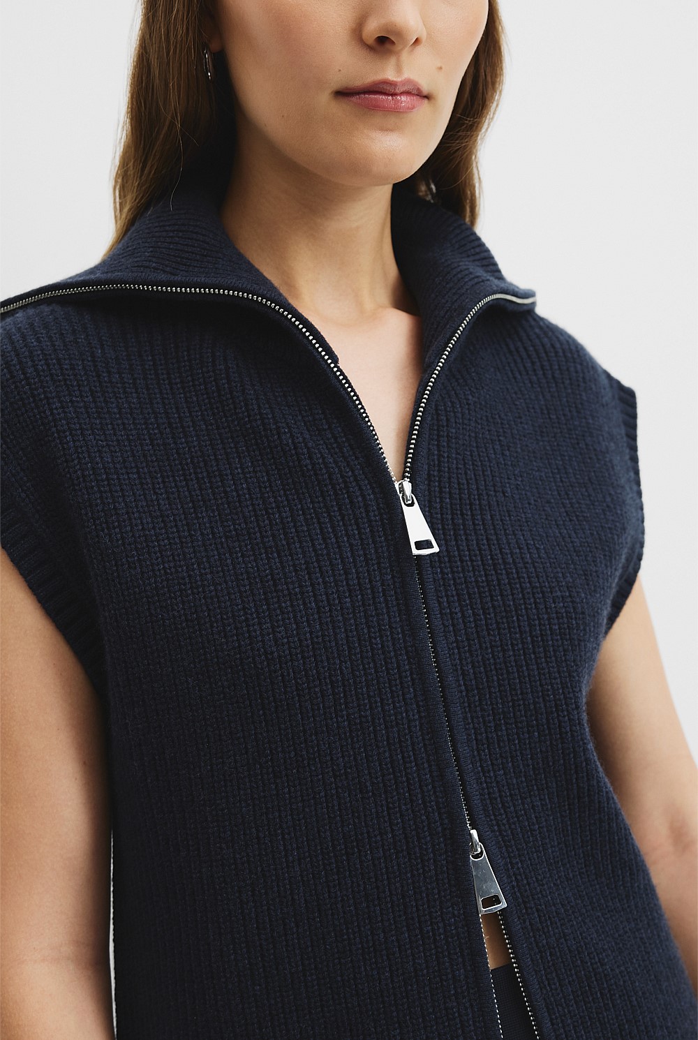 Organically Grown Cotton Knit Bomber Vest