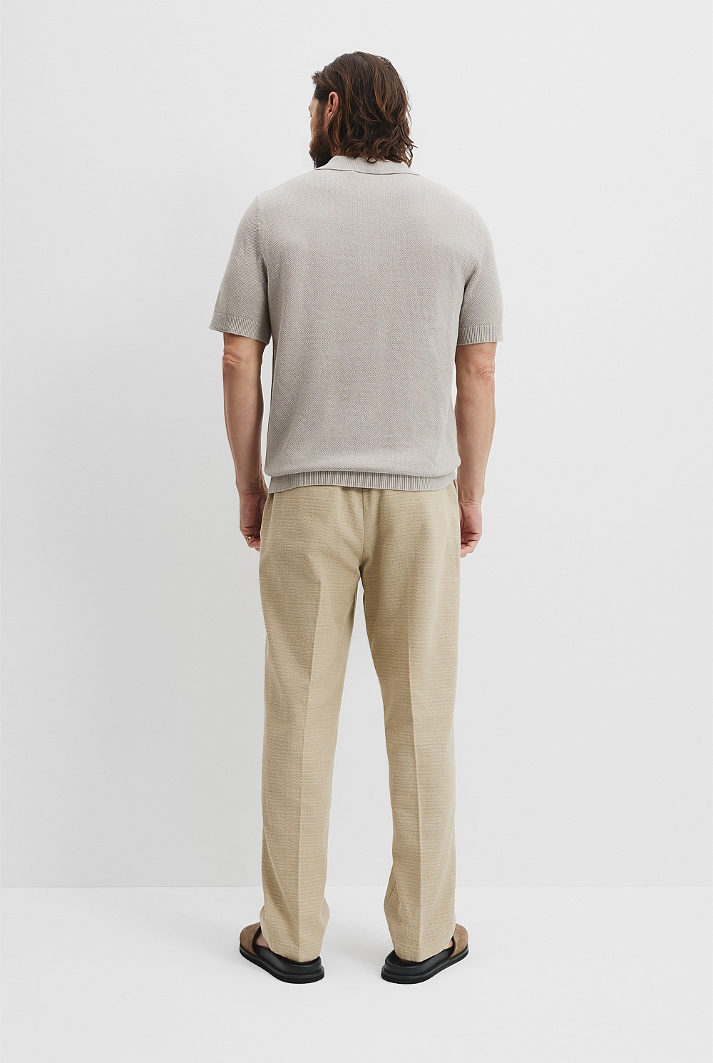 Cotton Linen Melange Knit Polo