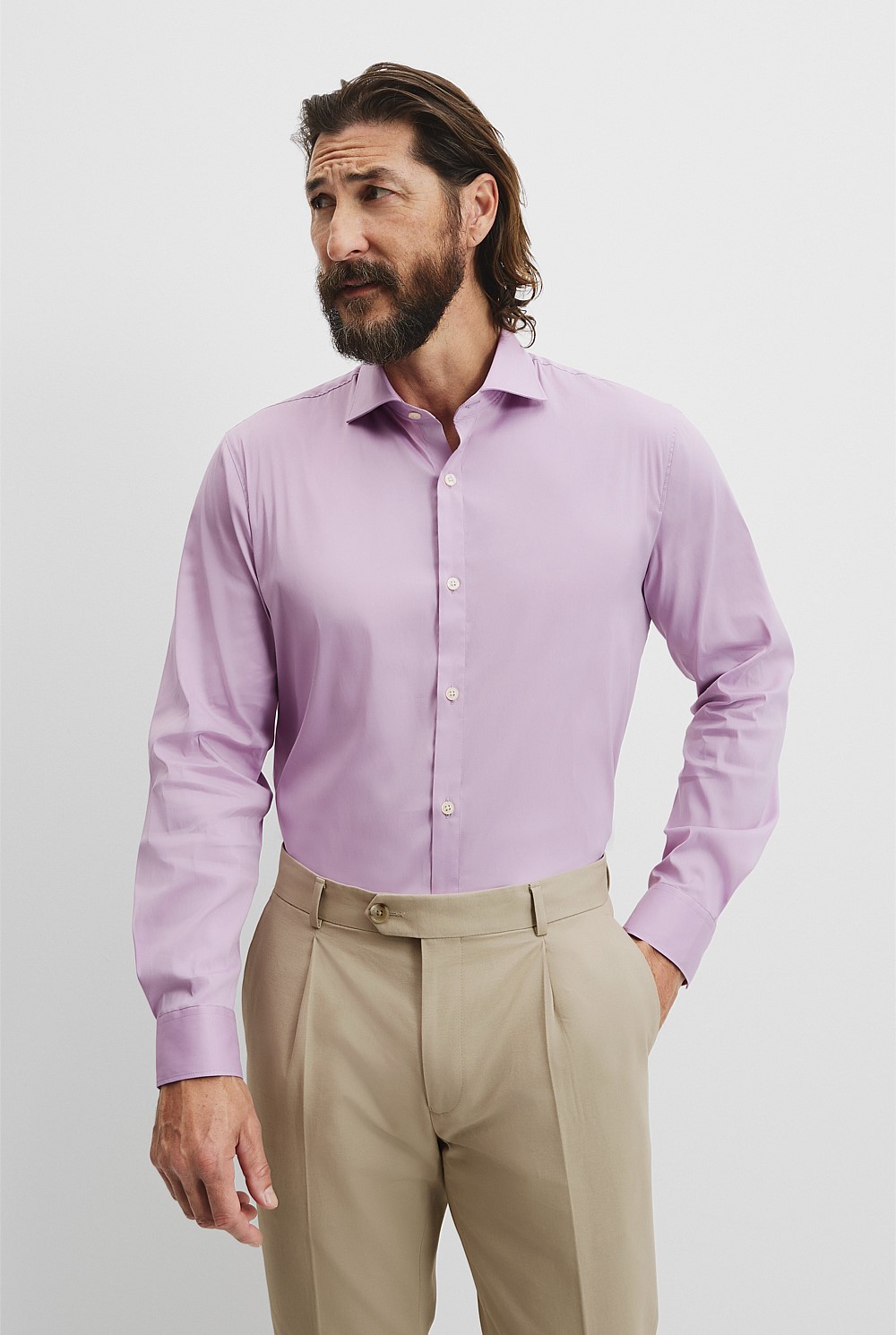 Tailored Fit Cotton Blend Stripe Shirt