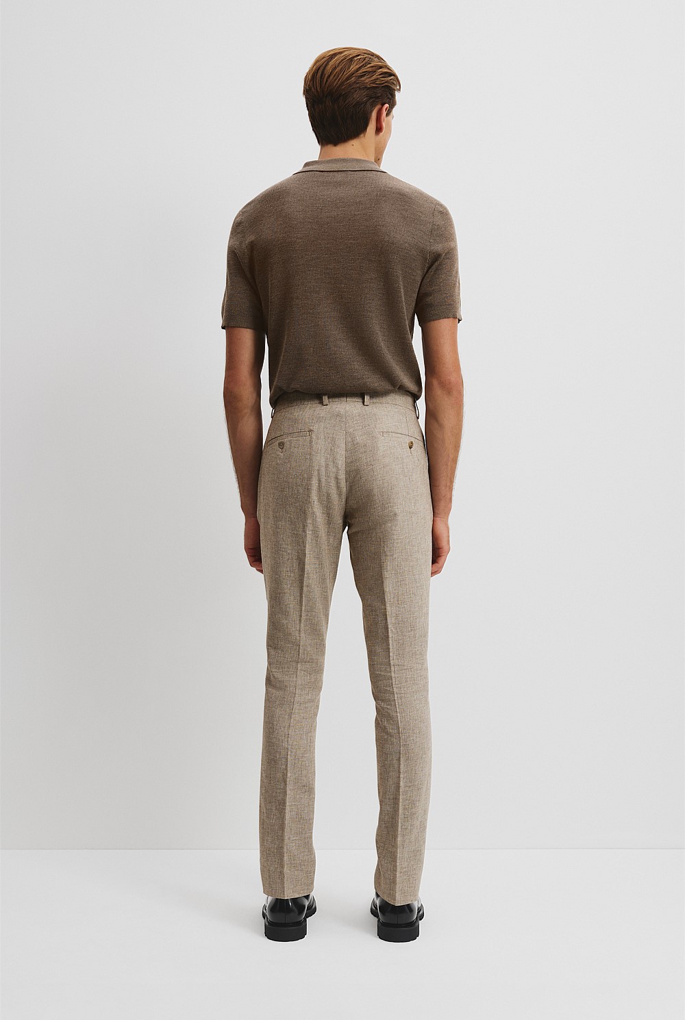 Tapered Fit Linen Cotton Textured Pant