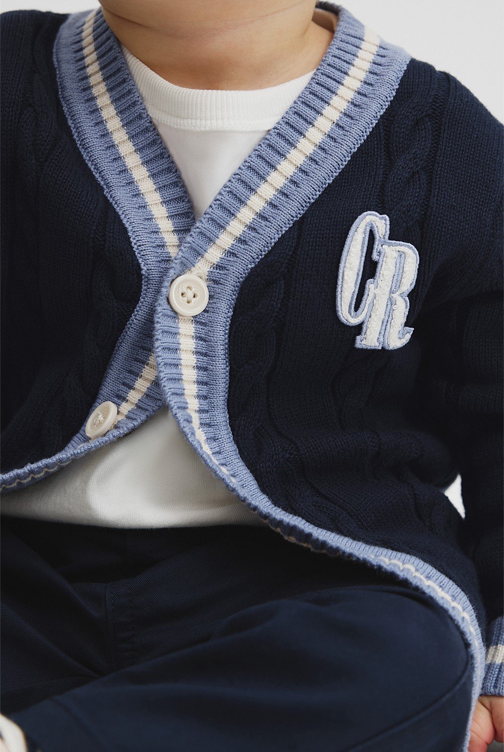 Organically Grown Cotton Varsity Cardigan