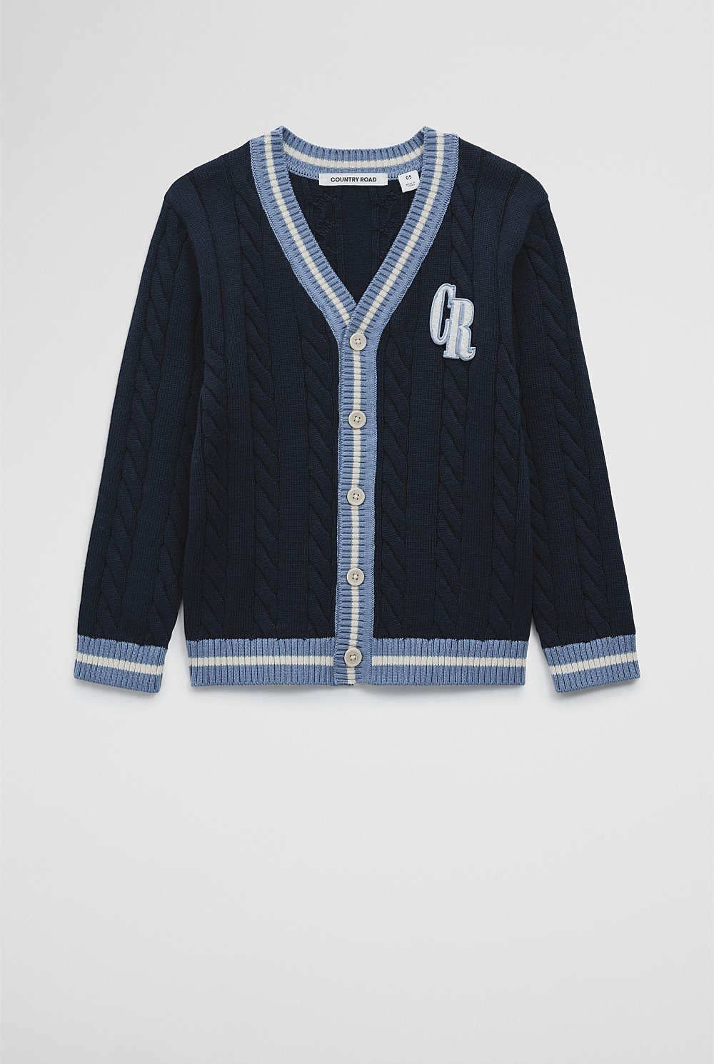 Organically Grown Cotton Varsity Cardigan