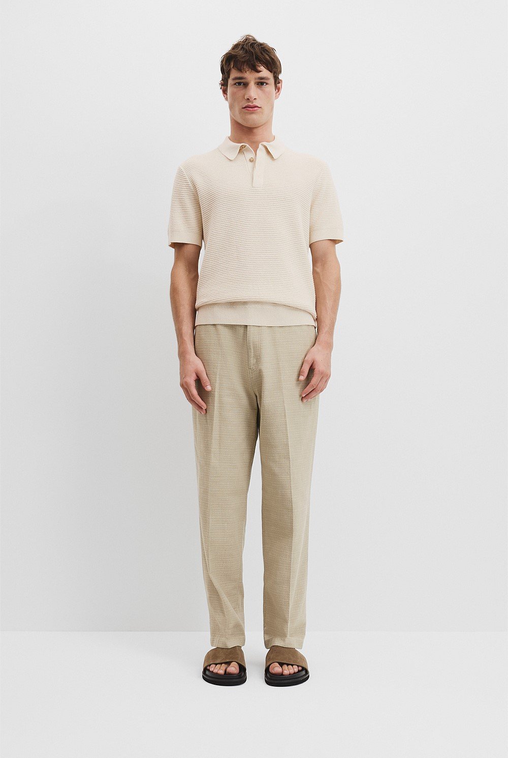 Cotton Linen Knit Polo