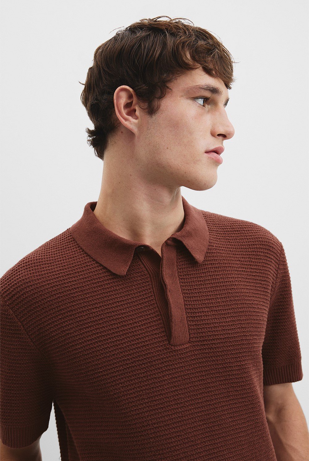 Cotton Linen Knit Polo