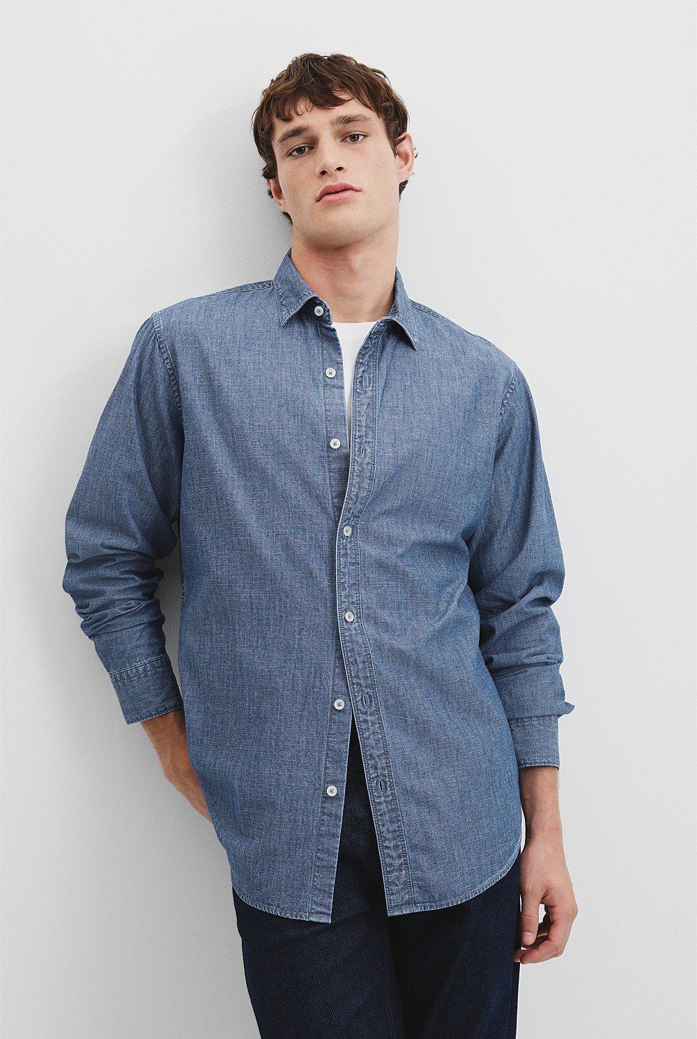 Long Sleeve Regular Fit Chambray Shirt