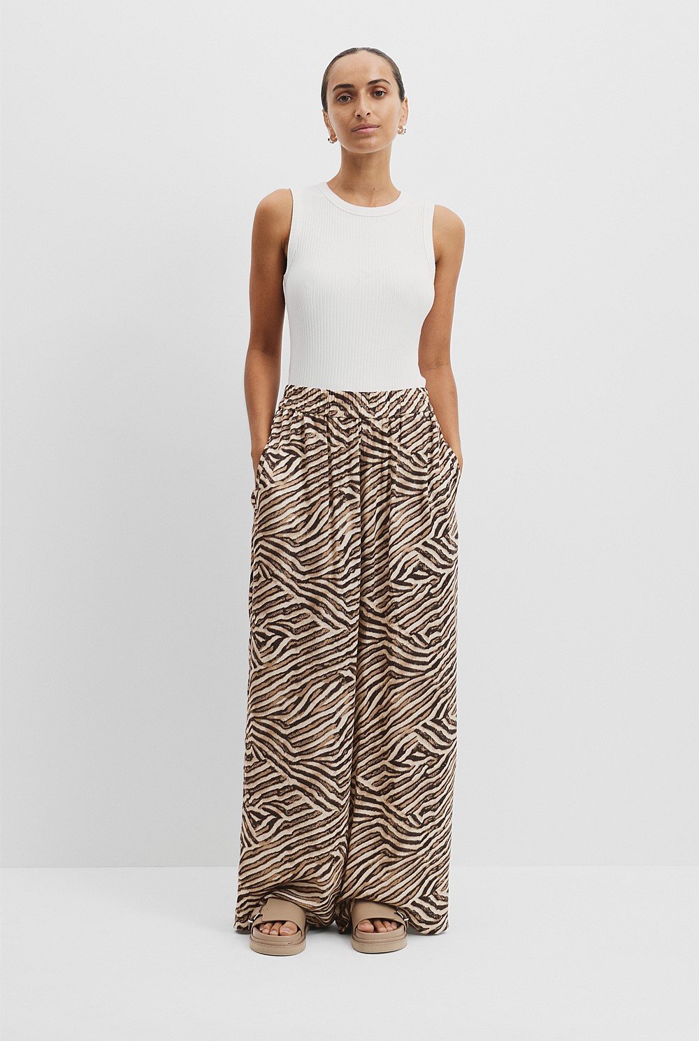 Print Cupro Pull-On Pant