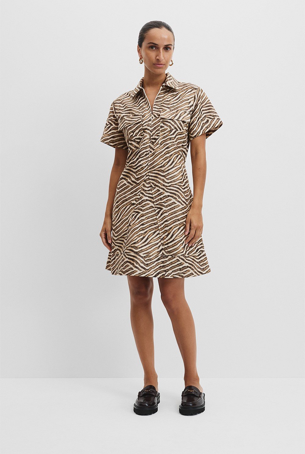 Print Godet Mini Dress