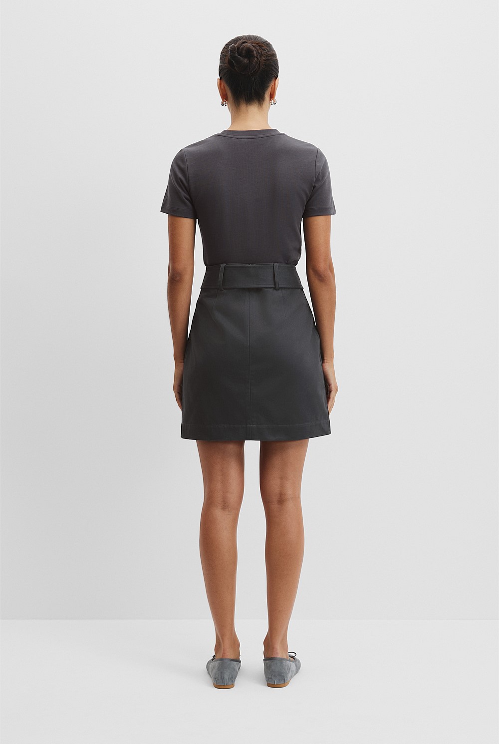 Australian Cotton Twill Belted Mini Skirt