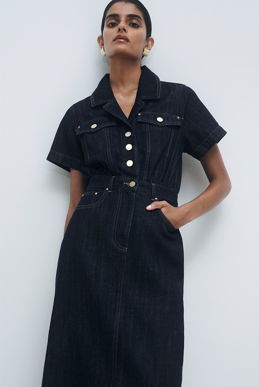 Military Denim Dress