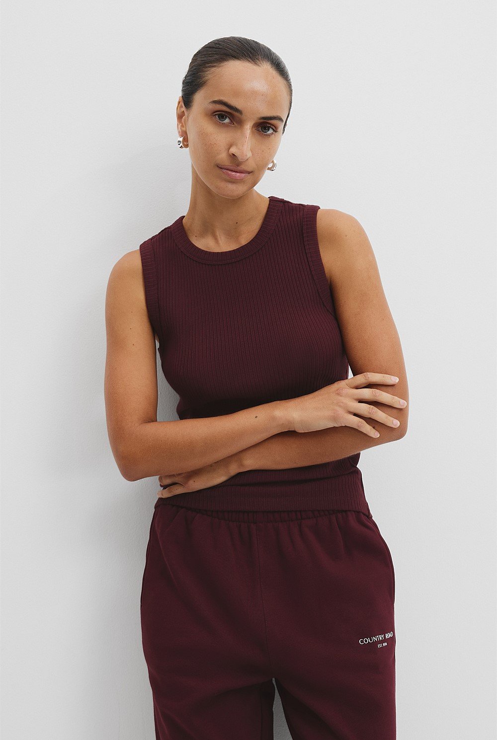 Australian Cotton Blend High Neck Rib Tank