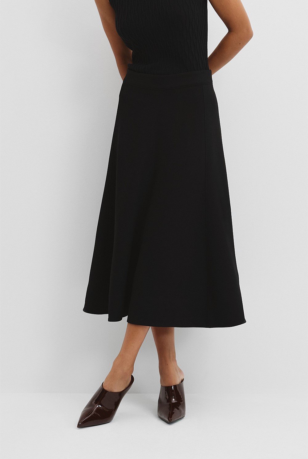 Fit-and-Flare Midi Skirt