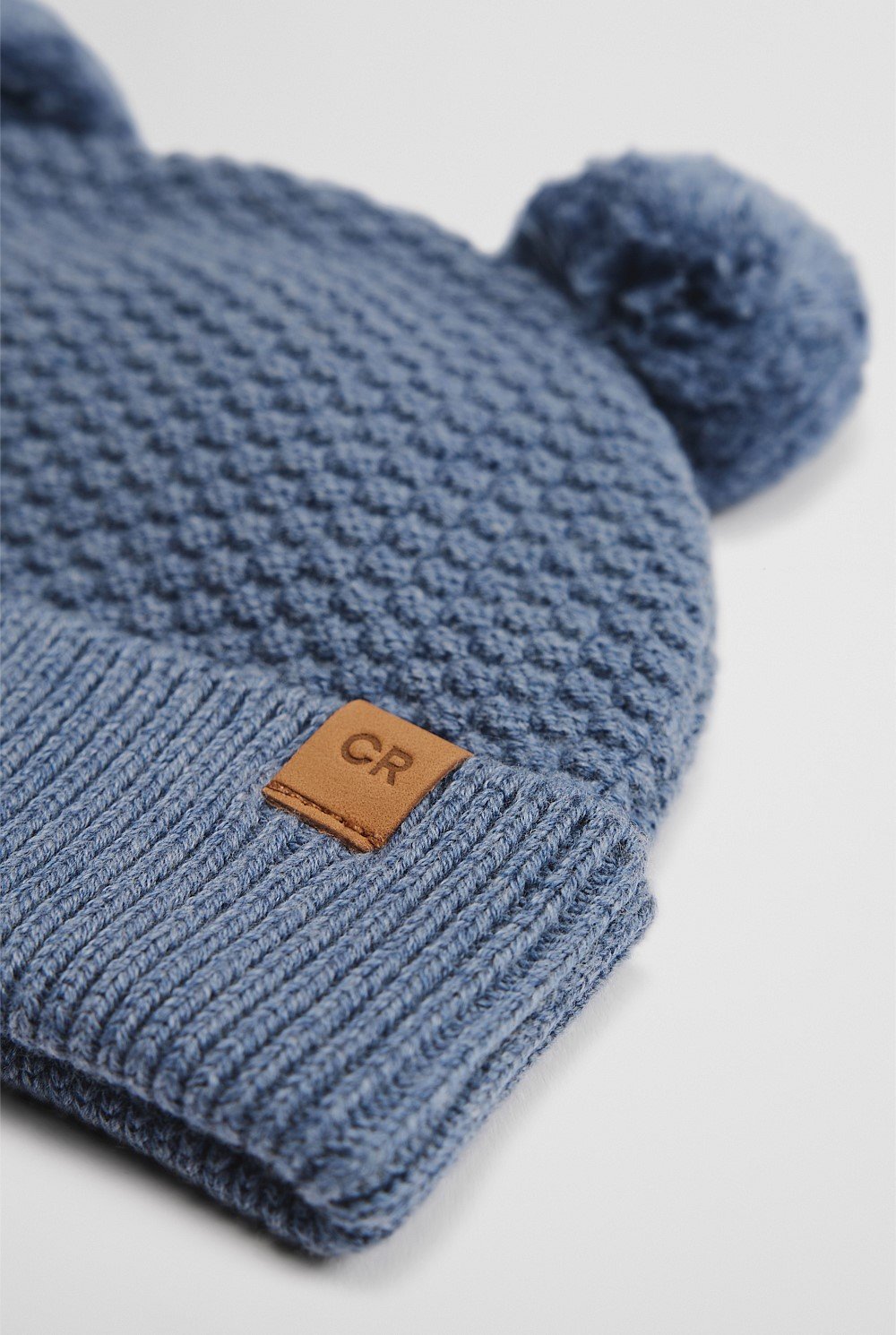 Organically Grown Cotton Blend Pom Ears Knit Beanie