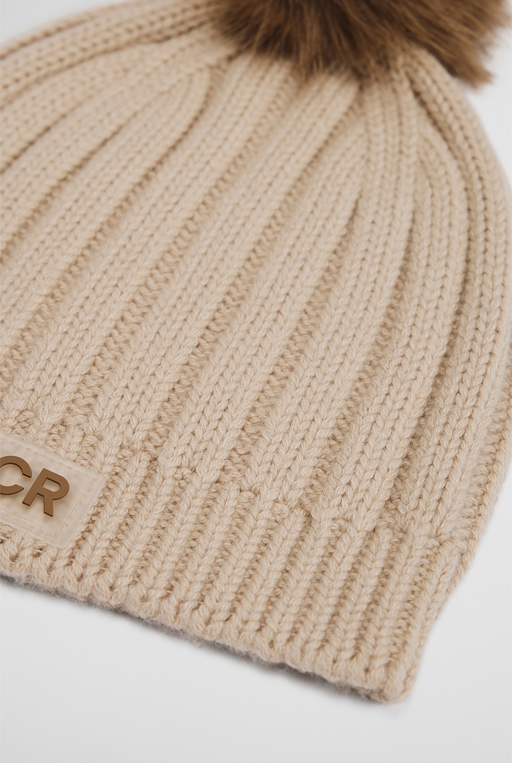 Organically Grown Cotton Blend Pom Pom Rib Beanie