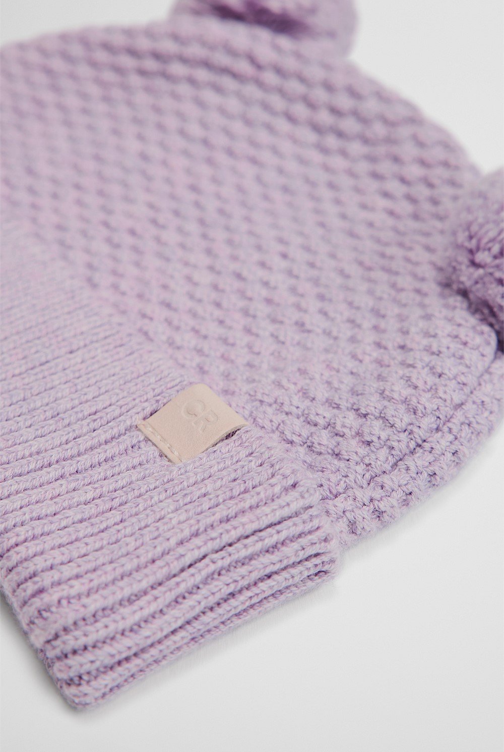 Organically Grown Cotton Blend Pom Ears Knit Beanie