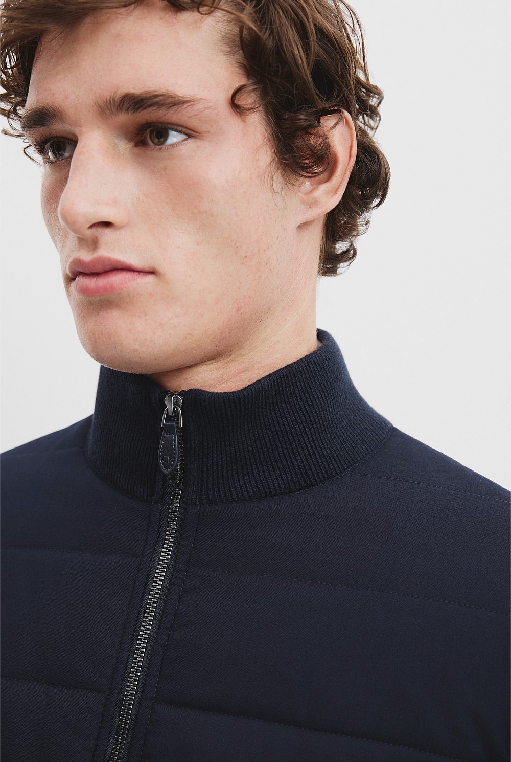 Cotton Blend Knit Hybrid Jacket