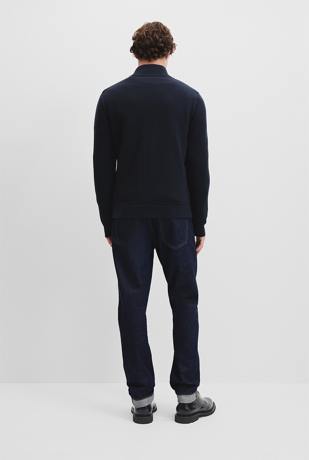 Cotton Blend Knit Hybrid Jacket