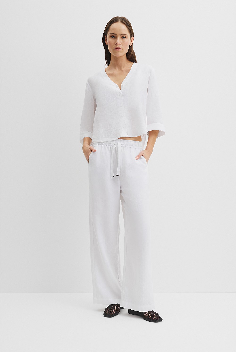 Organically Grown Cotton Crop Sleeve Linen Shirt