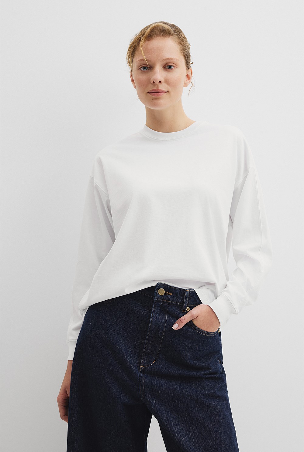 Cotton Long Sleeve Relaxed T-Shirt