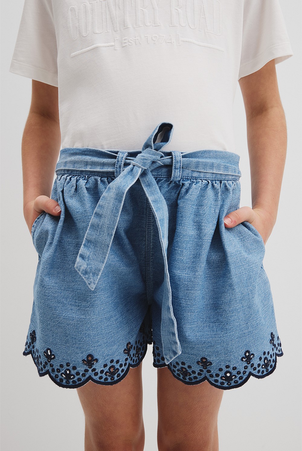 Organically Grown Cotton Denim Broderie Short