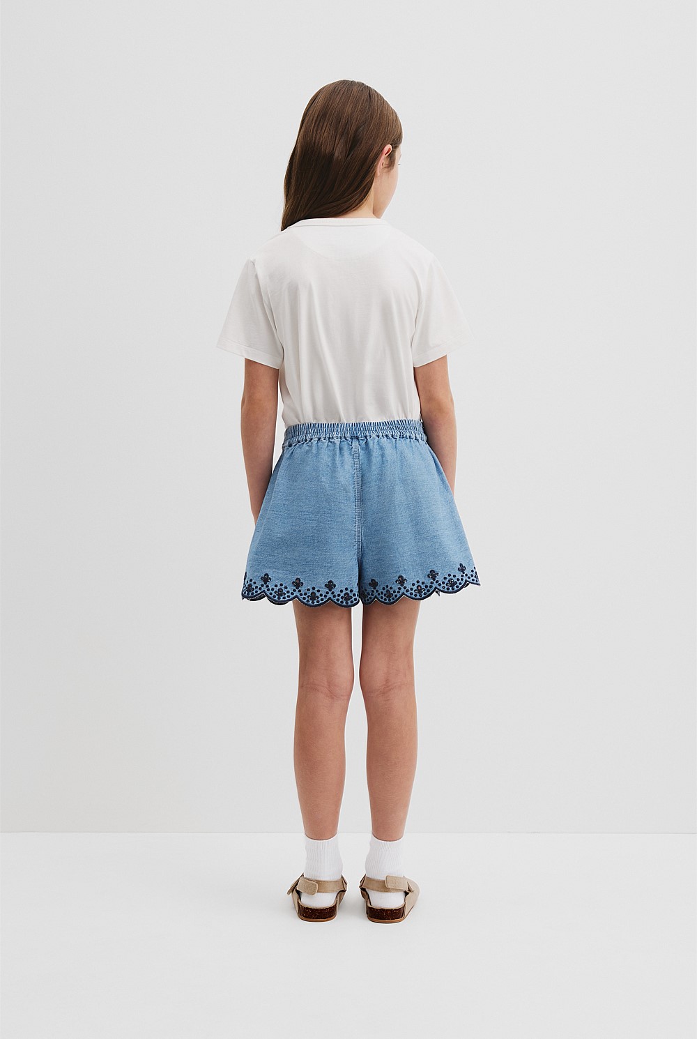 Organically Grown Cotton Denim Broderie Short