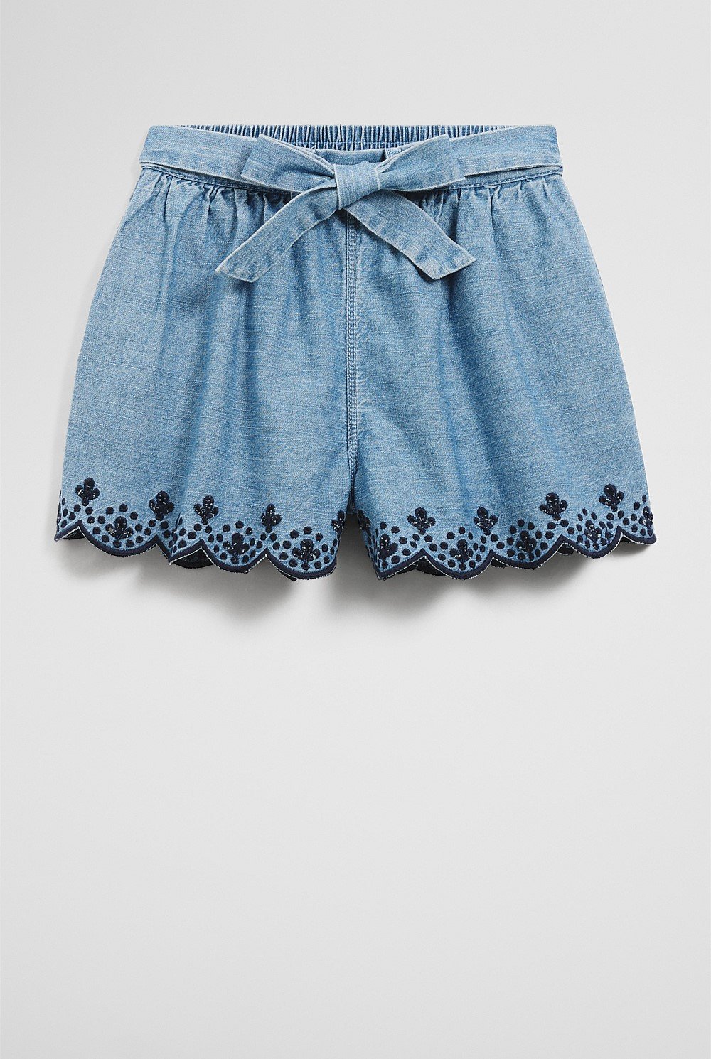 Organically Grown Cotton Denim Broderie Short