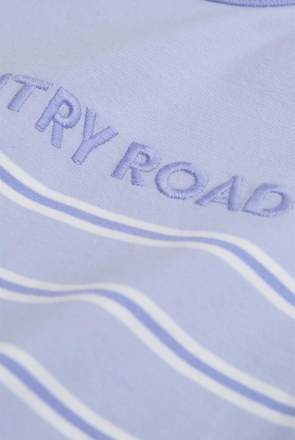 Organically Grown Cotton Stripe Logo T-Shirt Bodysuit