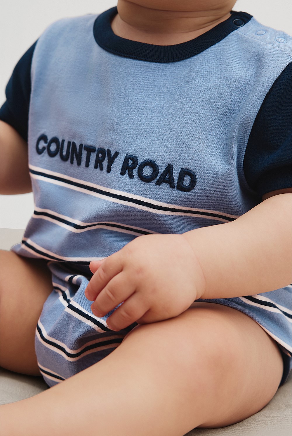 Organically Grown Cotton Stripe Logo T-Shirt Bodysuit