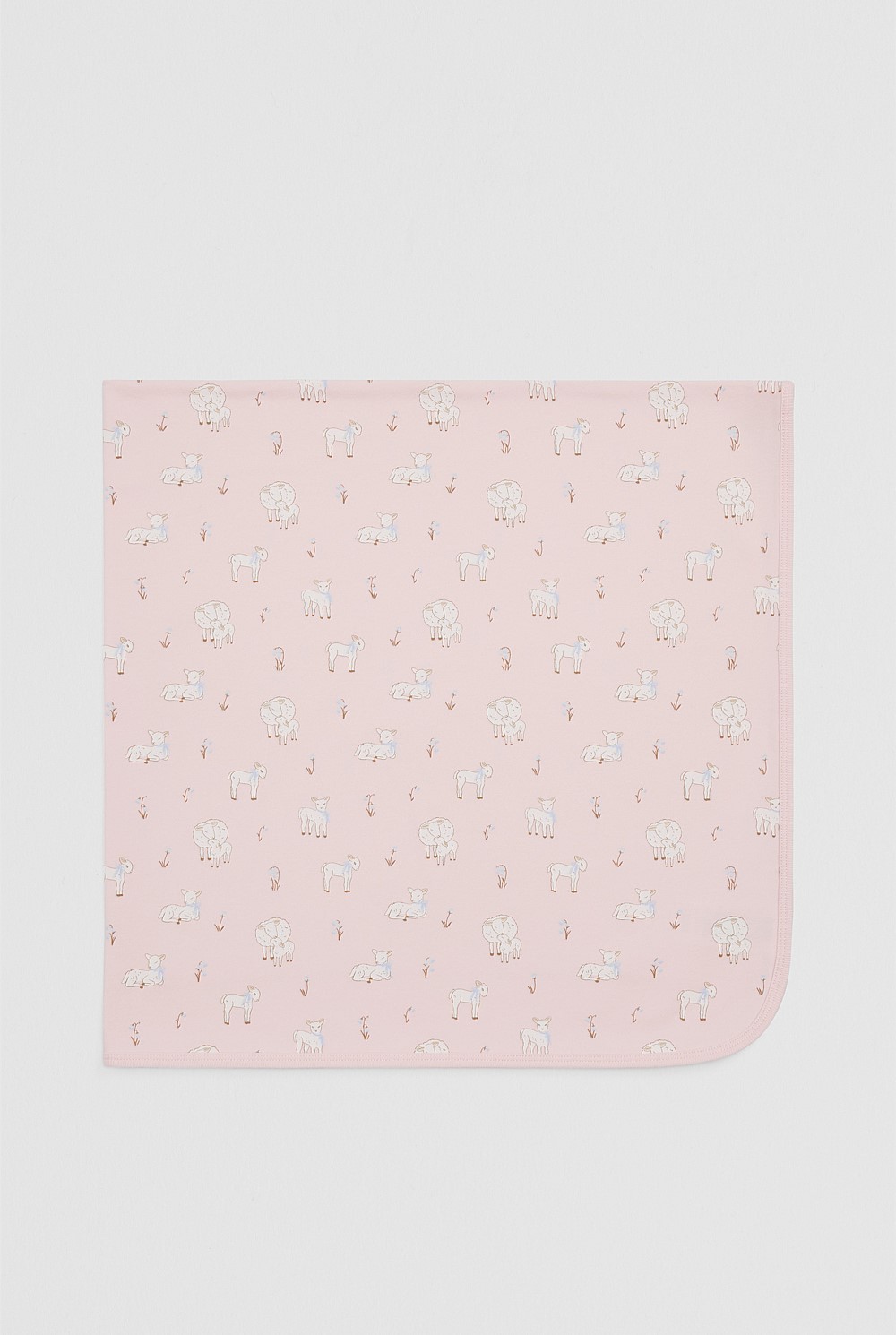 Organically Grown Cotton Lamb Print Blanket