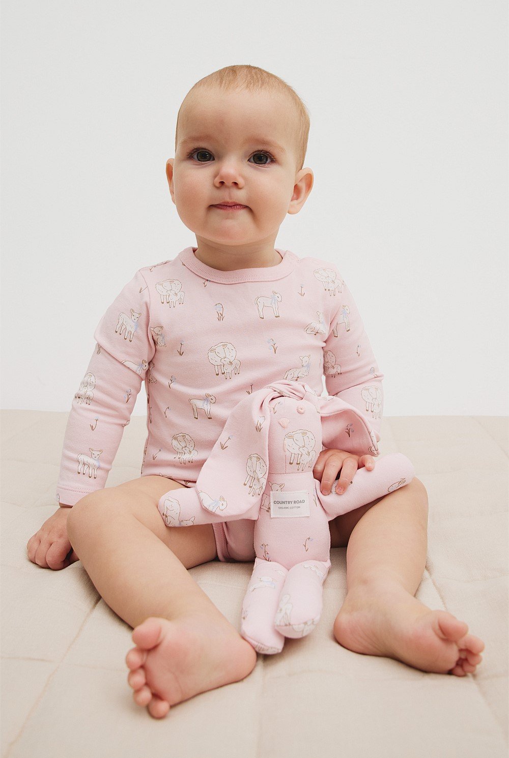 Organically Grown Cotton Lamb Print Bunny