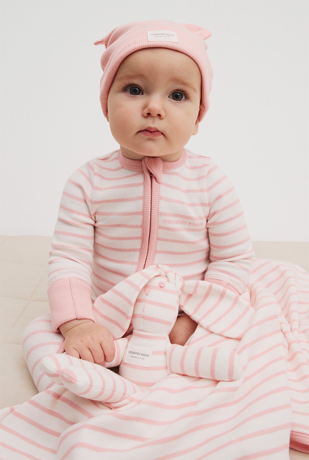 Organically Grown Cotton Stripe Rib Bunny